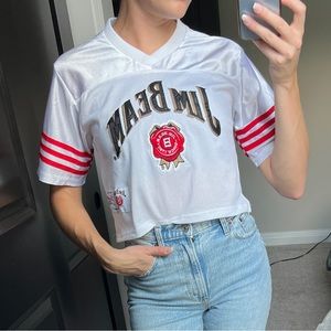 Jim Bean White Jersey Crop Top Small